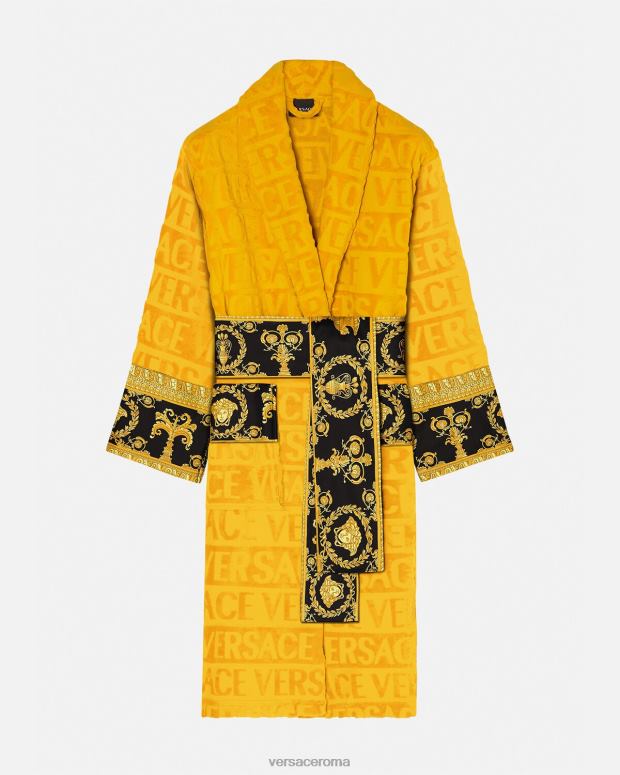 esso Versace donne l'accappatoio barocco giallo JT08Z1096 biancheria intima e costumi da bagno