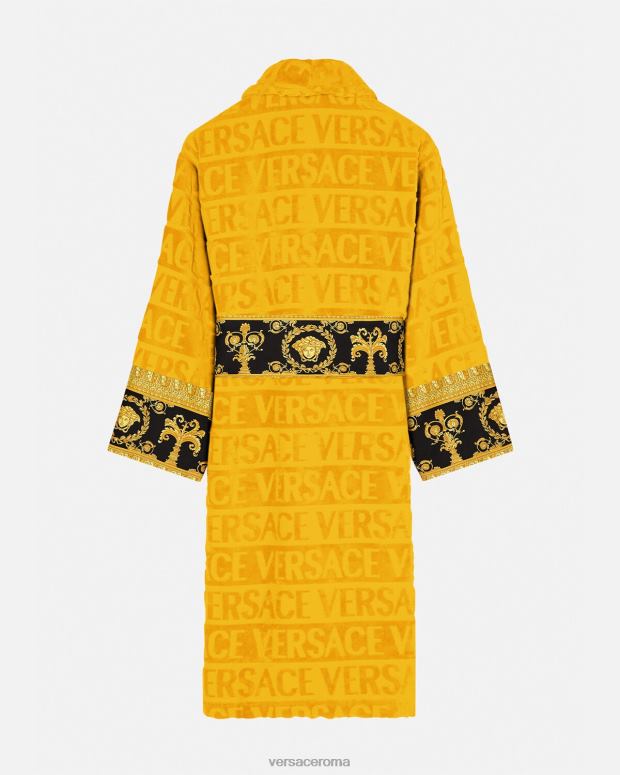 esso Versace donne l'accappatoio barocco giallo JT08Z1096 biancheria intima e costumi da bagno