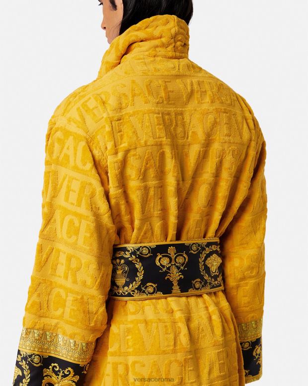 esso Versace donne l'accappatoio barocco giallo JT08Z1096 biancheria intima e costumi da bagno