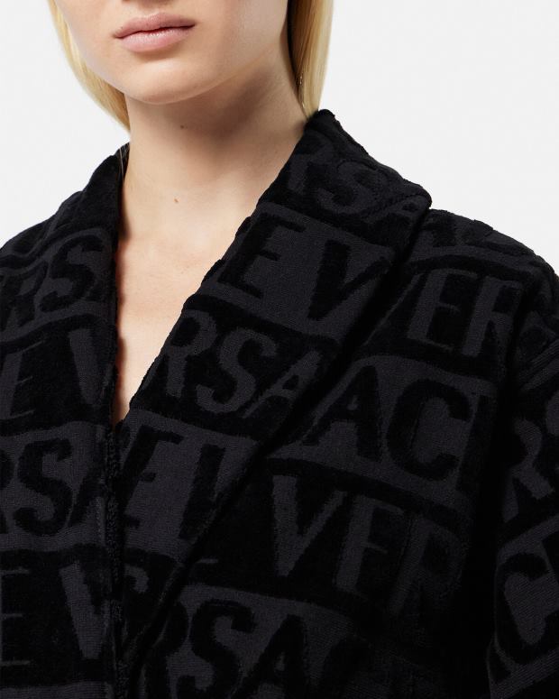 esso Versace donne l'accappatoio barocco nero JT08Z1084 biancheria intima e costumi da bagno