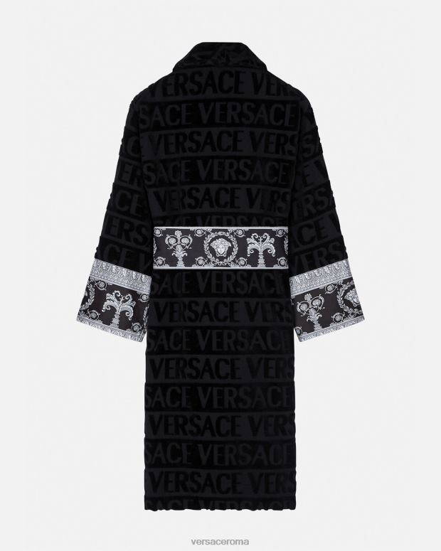esso Versace donne l'accappatoio barocco nero JT08Z1086 biancheria intima e costumi da bagno