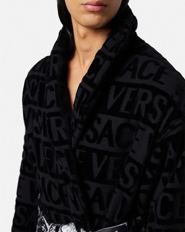 esso Versace donne l'accappatoio barocco nero JT08Z1086 biancheria intima e costumi da bagno