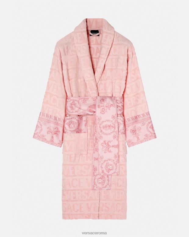esso Versace donne l'accappatoio barocco rosa JT08Z1095 biancheria intima e costumi da bagno