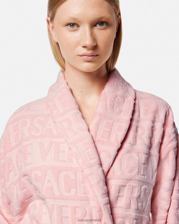 esso Versace donne l'accappatoio barocco rosa JT08Z1095 biancheria intima e costumi da bagno