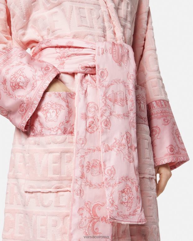 esso Versace donne l'accappatoio barocco rosa JT08Z1095 biancheria intima e costumi da bagno