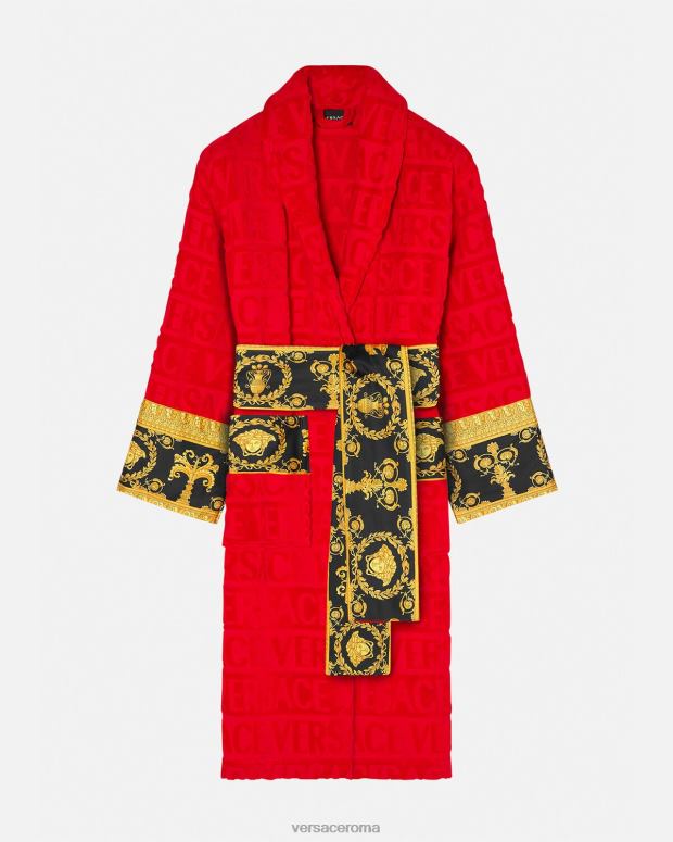 esso Versace donne l'accappatoio barocco rosso JT08Z1092 biancheria intima e costumi da bagno