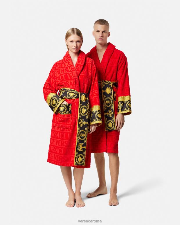 esso Versace donne l'accappatoio barocco rosso JT08Z1092 biancheria intima e costumi da bagno