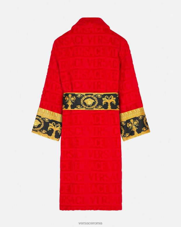 esso Versace donne l'accappatoio barocco rosso JT08Z1092 biancheria intima e costumi da bagno