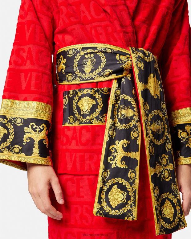 esso Versace donne l'accappatoio barocco rosso JT08Z1092 biancheria intima e costumi da bagno