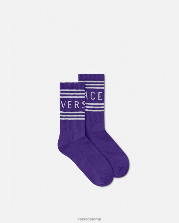 esso Versace donne Calzini con logo vintage anni '90 Viola JT08Z1108 biancheria intima e costumi da bagno