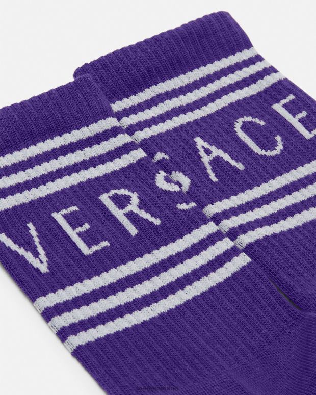 esso Versace donne Calzini con logo vintage anni '90 Viola JT08Z1108 biancheria intima e costumi da bagno