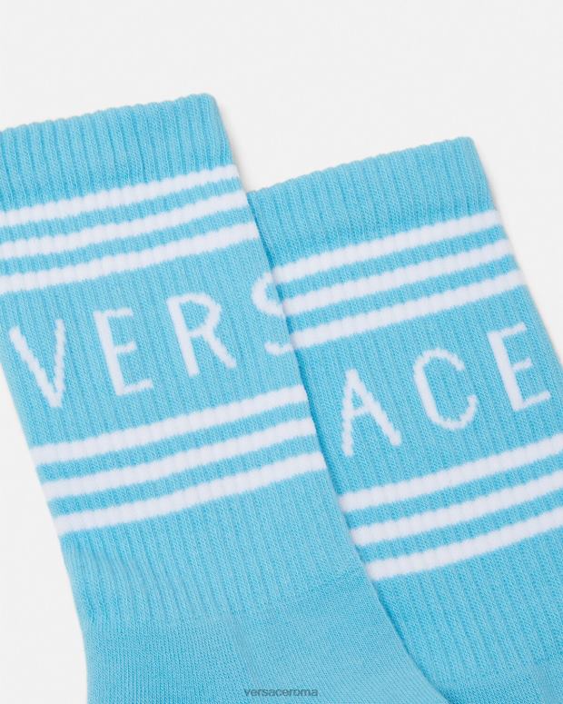 esso Versace donne Calzini con logo vintage anni '90 azzurro JT08Z1099 biancheria intima e costumi da bagno