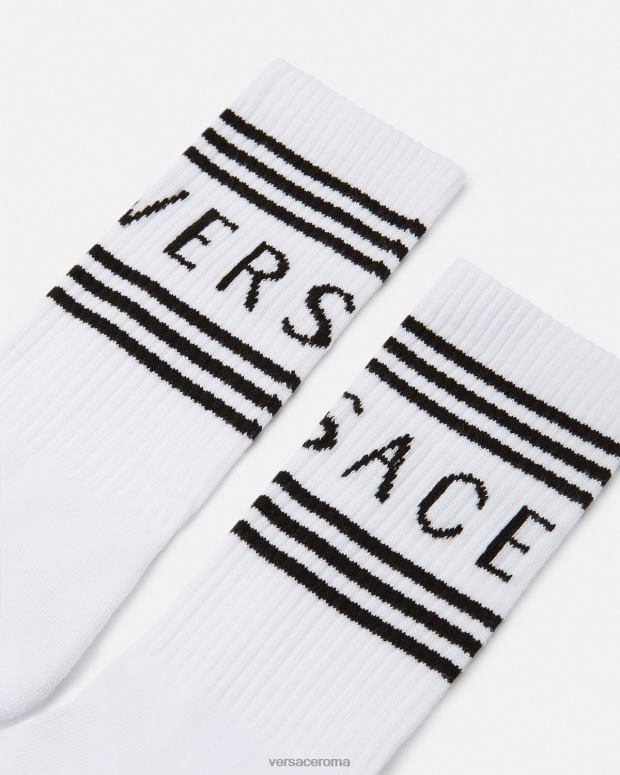 esso Versace donne Calzini con logo vintage anni '90 bianco JT08Z1101 biancheria intima e costumi da bagno
