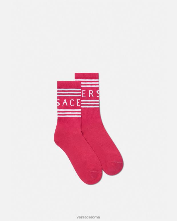 esso Versace donne Calzini con logo vintage anni '90 fucsia JT08Z1106 biancheria intima e costumi da bagno