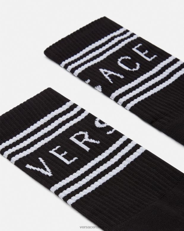 esso Versace donne Calzini con logo vintage anni '90 nero JT08Z1102 biancheria intima e costumi da bagno