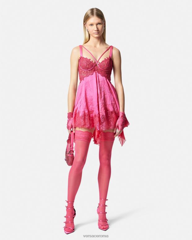 esso Versace donne calze di pizzo rosa JT08Z1111 biancheria intima e costumi da bagno