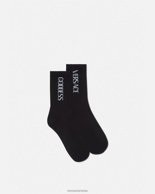 esso Versace donne calzini della dea nero JT08Z1110 biancheria intima e costumi da bagno