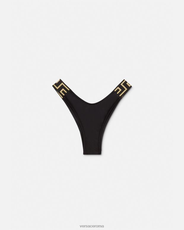 esso Versace donne Slip bikini con bordo grecato nero JT08Z1157 biancheria intima e costumi da bagno