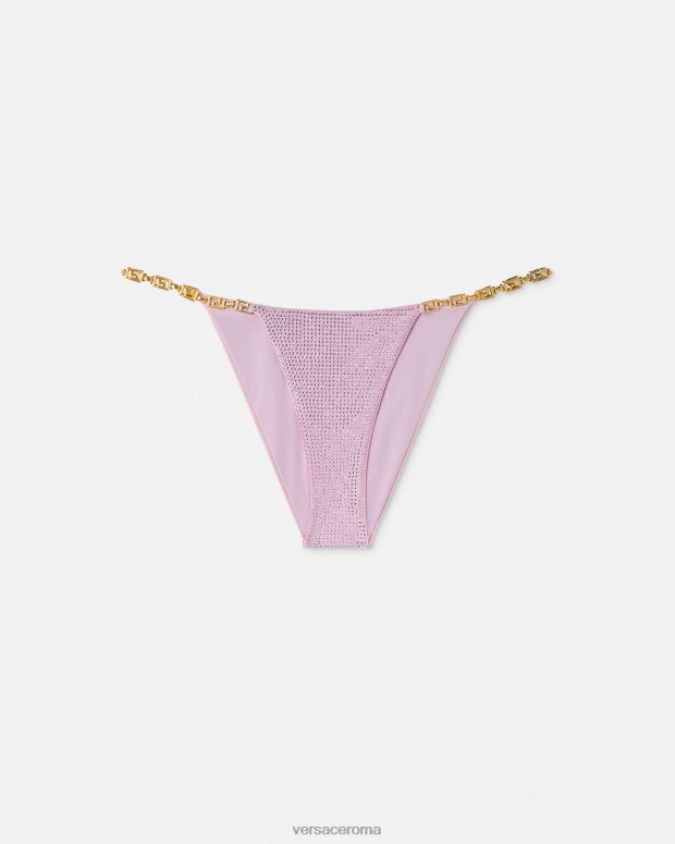 esso Versace donne Slip bikini grecata in cristallo rosa JT08Z1126 biancheria intima e costumi da bagno