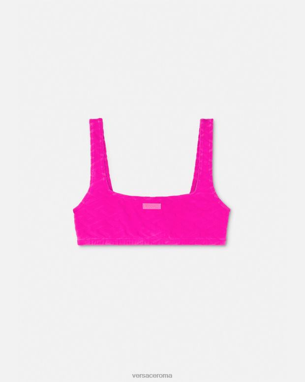 esso Versace donne Top bikini asciugamano la Greca fucsia JT08Z1182 biancheria intima e costumi da bagno