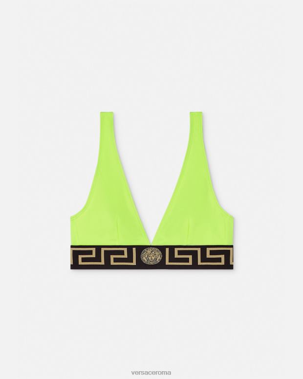 esso Versace donne Top bikini con bordo grecato lime JT08Z1175 biancheria intima e costumi da bagno
