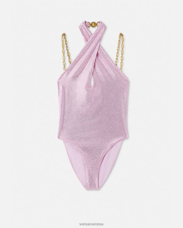 esso Versace donne costume da bagno grecata cristalli rosa JT08Z1124 biancheria intima e costumi da bagno