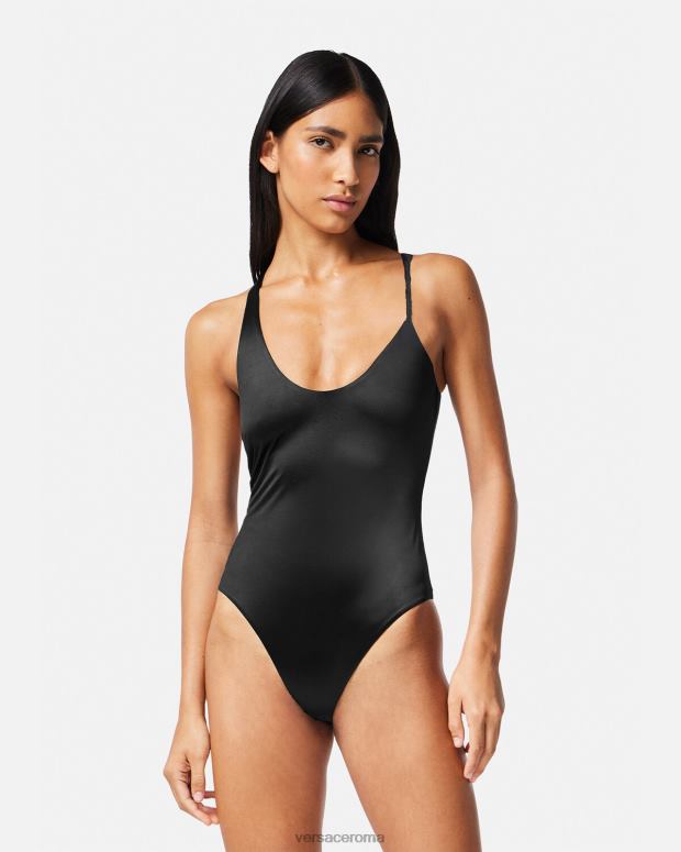 esso Versace donne costume intero arrotolato con medusa nero JT08Z1162 biancheria intima e costumi da bagno