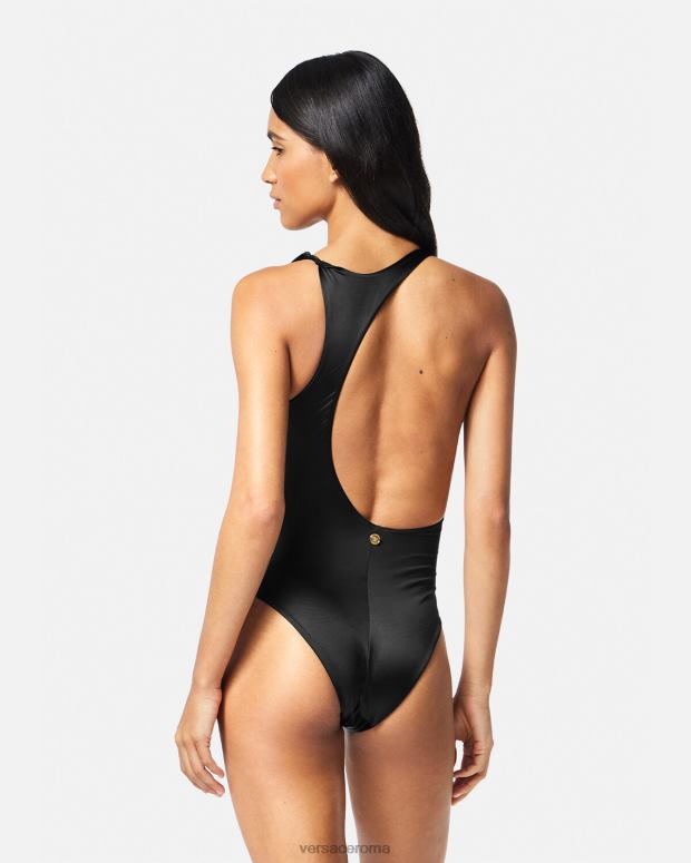 esso Versace donne costume intero arrotolato con medusa nero JT08Z1162 biancheria intima e costumi da bagno