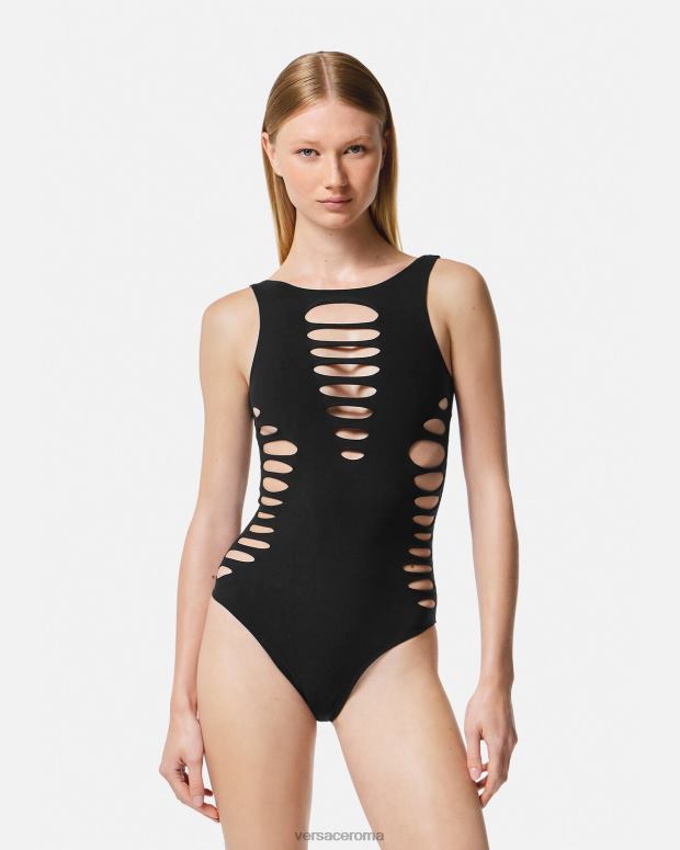 esso Versace donne costume intero tagliato nero JT08Z1185 biancheria intima e costumi da bagno