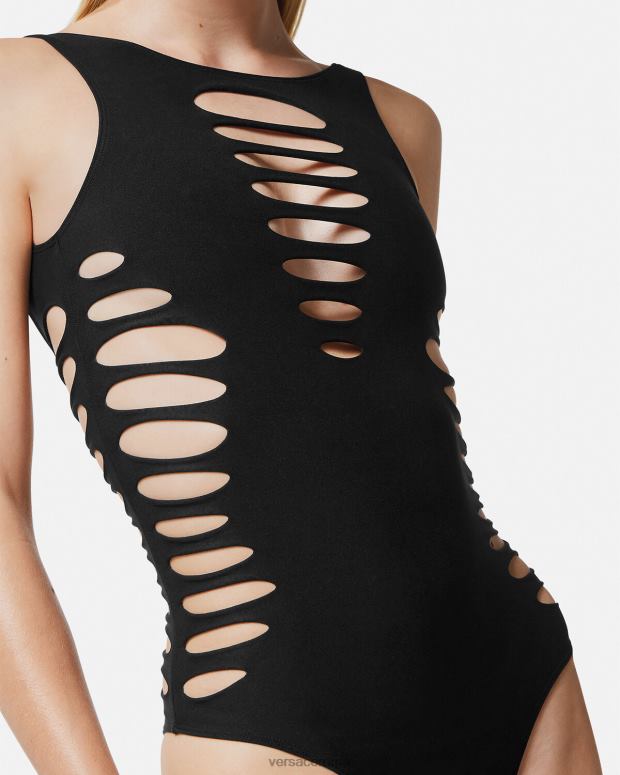 esso Versace donne costume intero tagliato nero JT08Z1185 biancheria intima e costumi da bagno