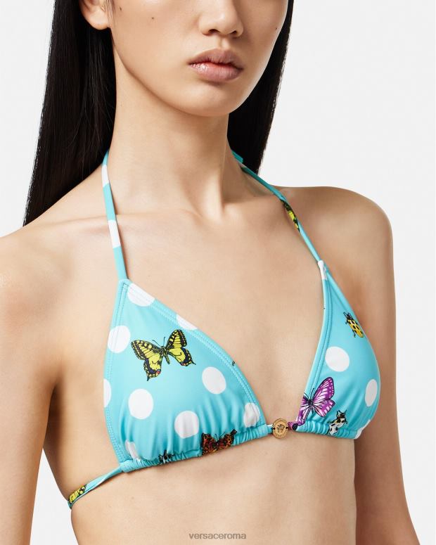 esso Versace donne top bikini con farfalle blu JT08Z1130 biancheria intima e costumi da bagno