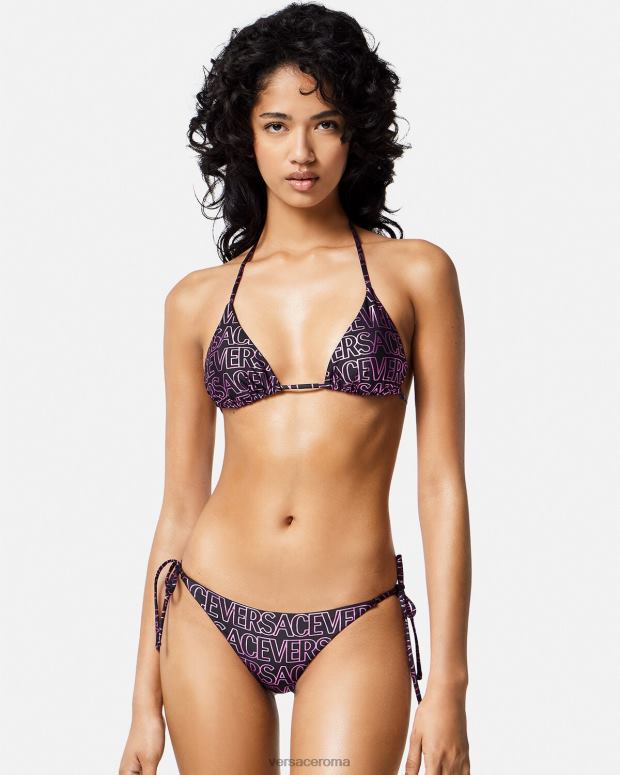esso Versace donne top bikini integrale fucsia e stampa JT08Z1163 biancheria intima e costumi da bagno