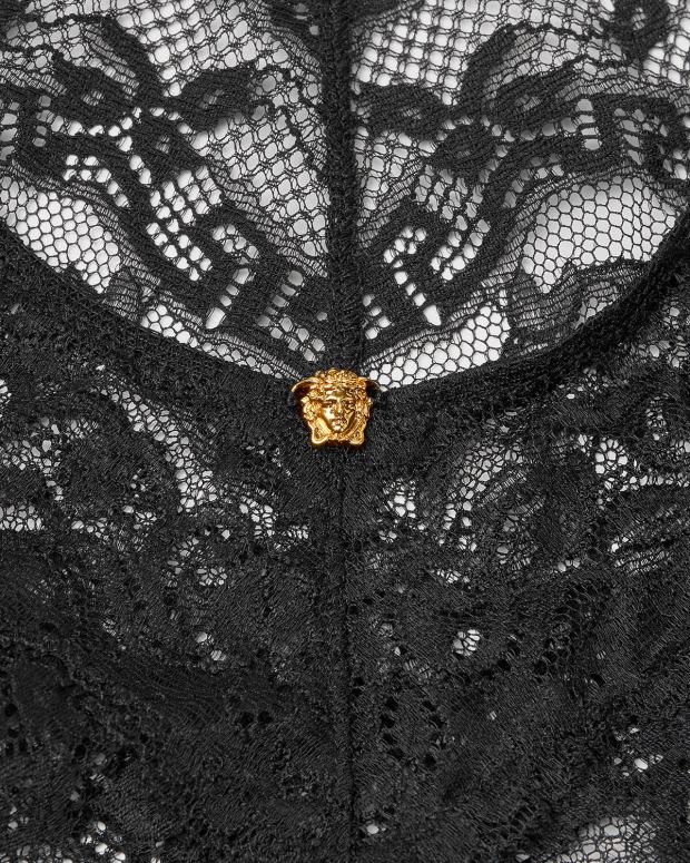 esso Versace donne Body in pizzo barocco nero JT08Z1069 biancheria intima e costumi da bagno