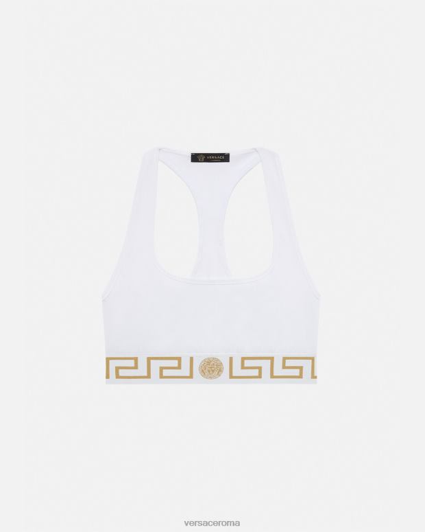 esso Versace donne Reggiseno sportivo con bordo grecata bianco JT08Z1038 biancheria intima e costumi da bagno