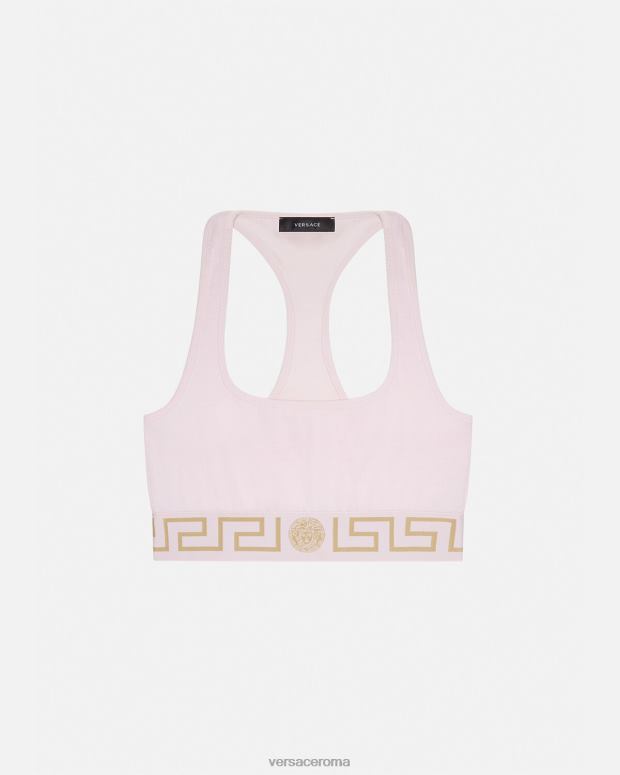esso Versace donne Reggiseno sportivo con bordo grecata rosa chiaro JT08Z1039 biancheria intima e costumi da bagno
