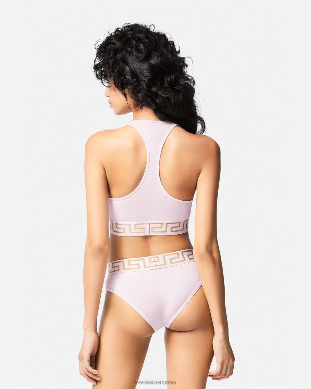 esso Versace donne Reggiseno sportivo con bordo grecata rosa chiaro JT08Z1039 biancheria intima e costumi da bagno