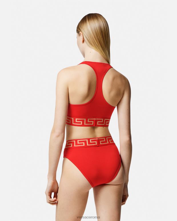 esso Versace donne Reggiseno sportivo con bordo grecata rosso JT08Z1037 biancheria intima e costumi da bagno