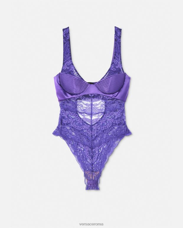 esso Versace donne body in pizzo Viola JT08Z1078 biancheria intima e costumi da bagno