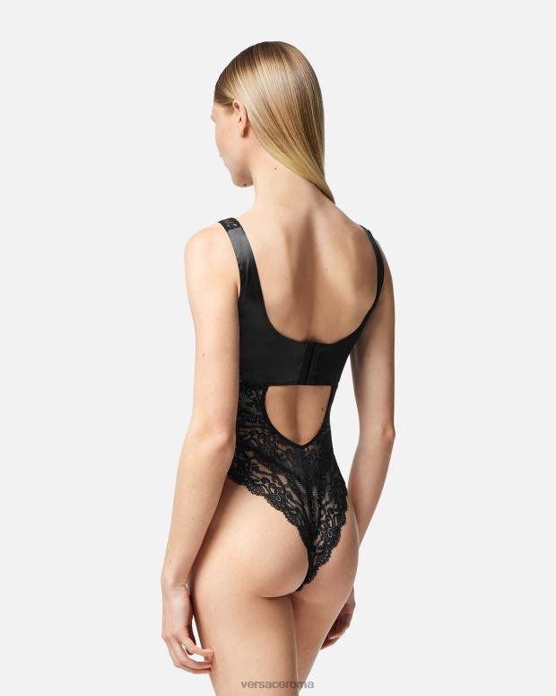 esso Versace donne body in pizzo nero JT08Z1068 biancheria intima e costumi da bagno