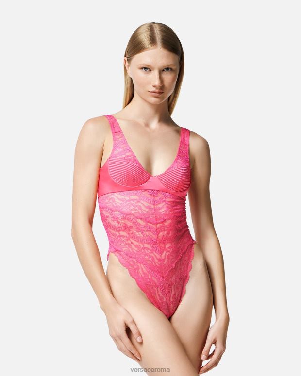 esso Versace donne body in pizzo rosa JT08Z1079 biancheria intima e costumi da bagno