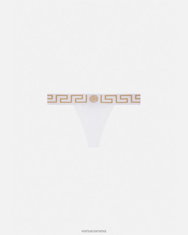 esso Versace donne perizoma bordo greca bianco JT08Z1049 biancheria intima e costumi da bagno