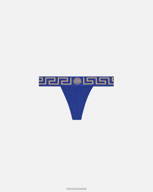 esso Versace donne perizoma bordo greca blu JT08Z1053 biancheria intima e costumi da bagno