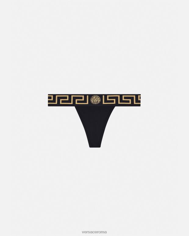 esso Versace donne perizoma bordo greca nero JT08Z1051 biancheria intima e costumi da bagno