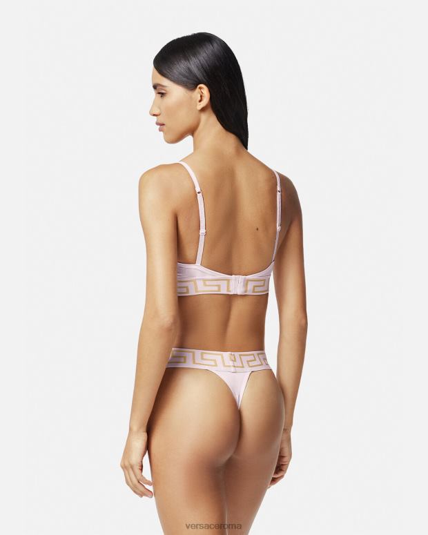 esso Versace donne perizoma bordo greca rosa chiaro JT08Z1052 biancheria intima e costumi da bagno