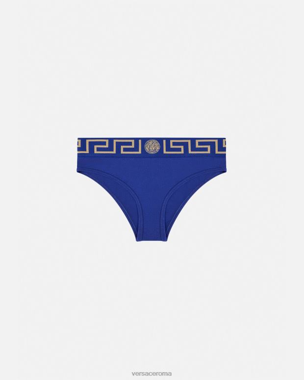esso Versace donne slip bordo grecata blu JT08Z1061 biancheria intima e costumi da bagno