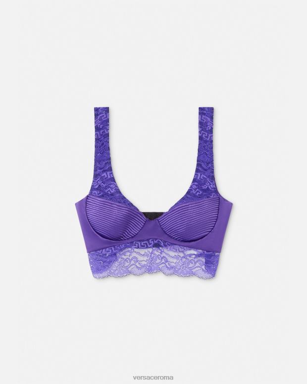esso Versace donne top bralette in pizzo Viola JT08Z1076 biancheria intima e costumi da bagno
