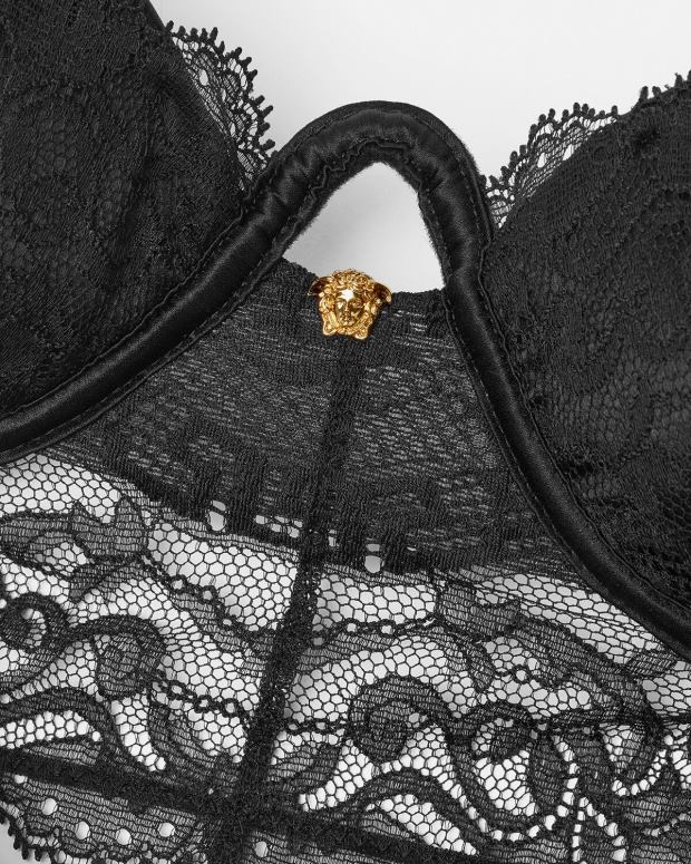 esso Versace donne top bustier in pizzo barocco nero JT08Z1066 biancheria intima e costumi da bagno