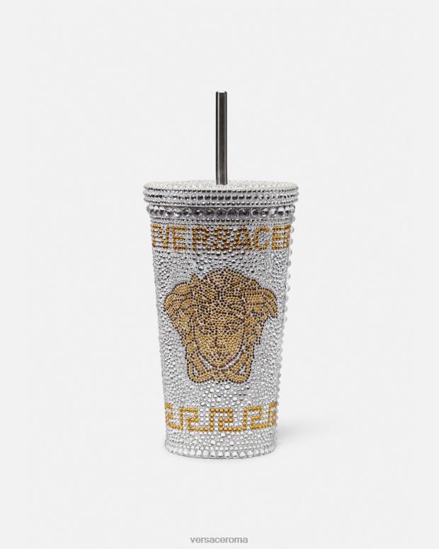 esso Versace donne tazza da viaggio con medusa di cristallo bianco JT08Z1205 biancheria intima e costumi da bagno