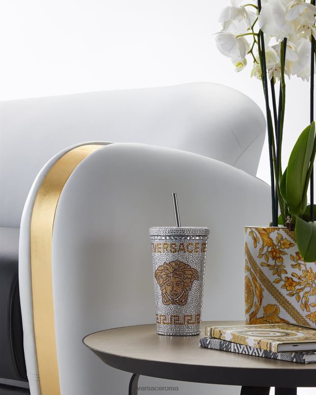 esso Versace donne tazza da viaggio con medusa di cristallo bianco JT08Z1205 biancheria intima e costumi da bagno