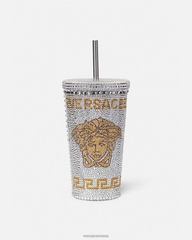 esso Versace donne tazza da viaggio con medusa di cristallo bianco JT08Z1205 biancheria intima e costumi da bagno